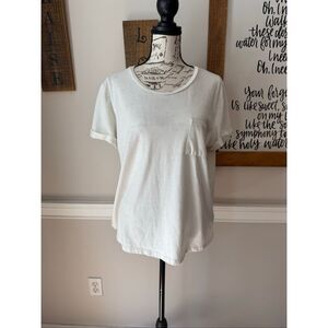 United by Blue Women's Short Cuffed Sleeve Crew Neck Top Off White Size Large